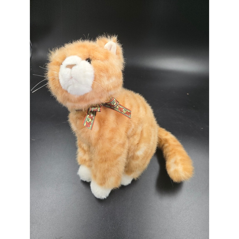 GUND Deluxe Plush Sitting Orange Striped Tabby Cat Kitten Stuffed Animal 9"